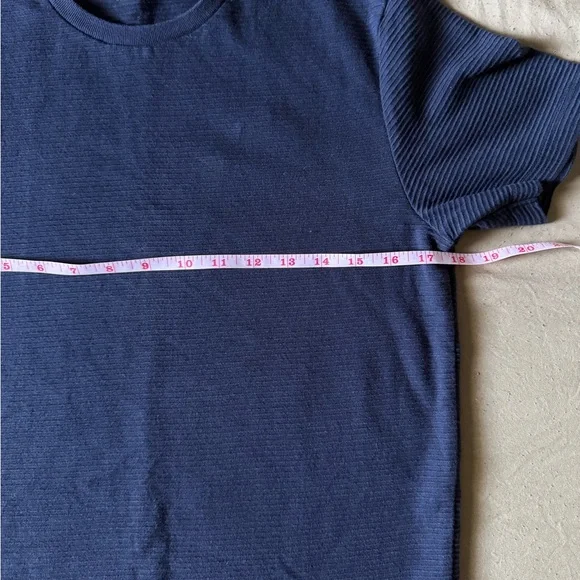 Topman Navy Ribbed Tee - Picture 3 of 4